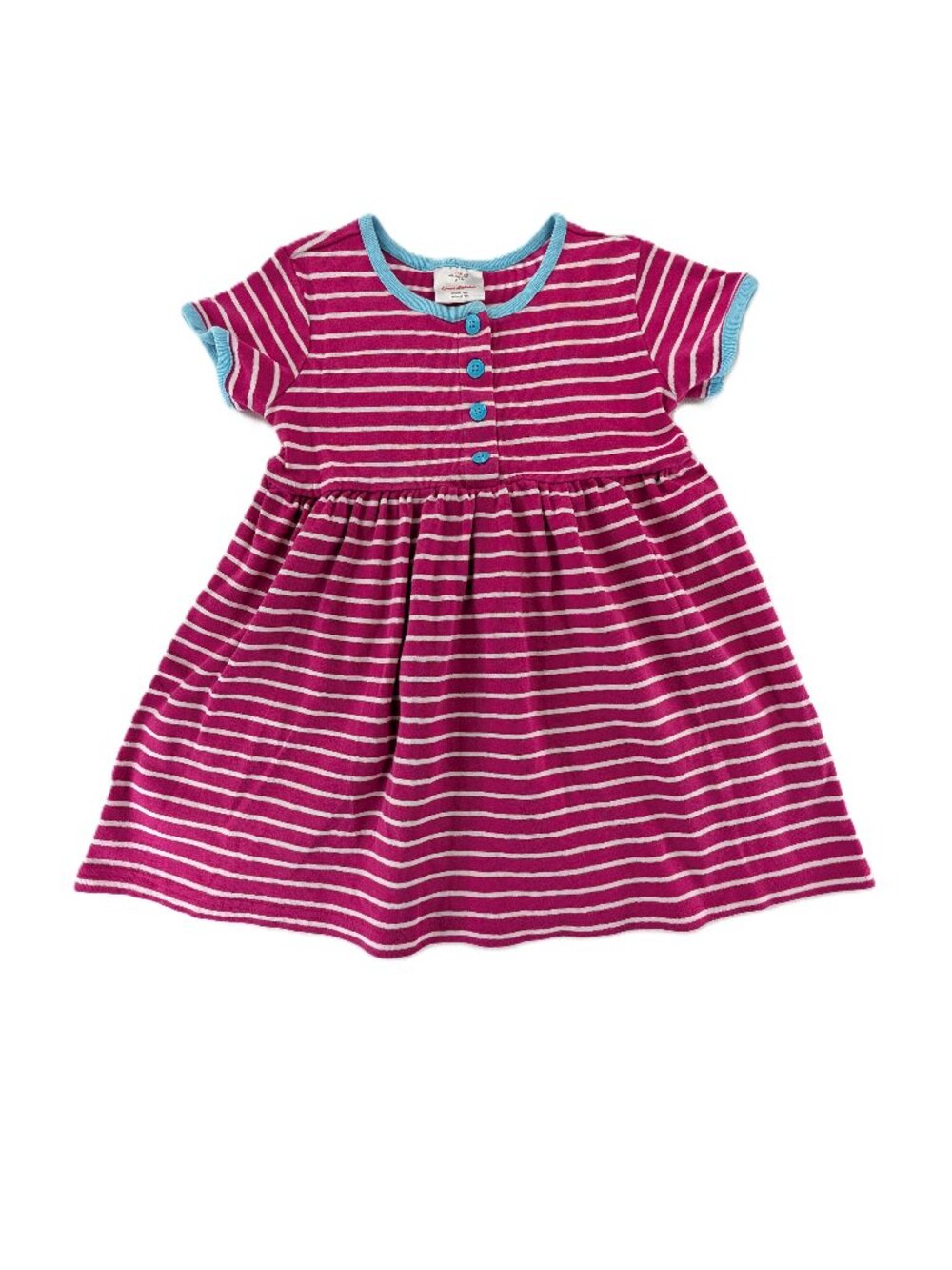 Hanna Andersson Dress Girls Size 5 6 Striped Jersey Knit Pink Colorful Stripes